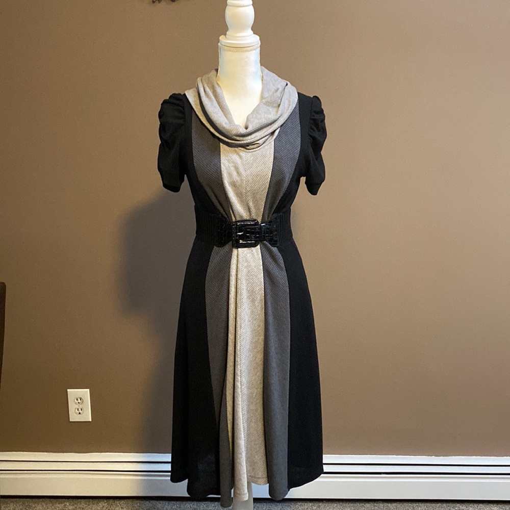 Black & gray sweater dress